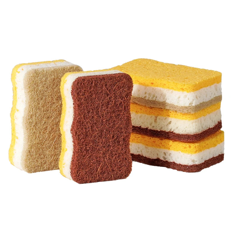 6pcs Multi-Color Sisal Scouring Pads for Kitchen Cleaning - Natural Wood Pulp Cotton