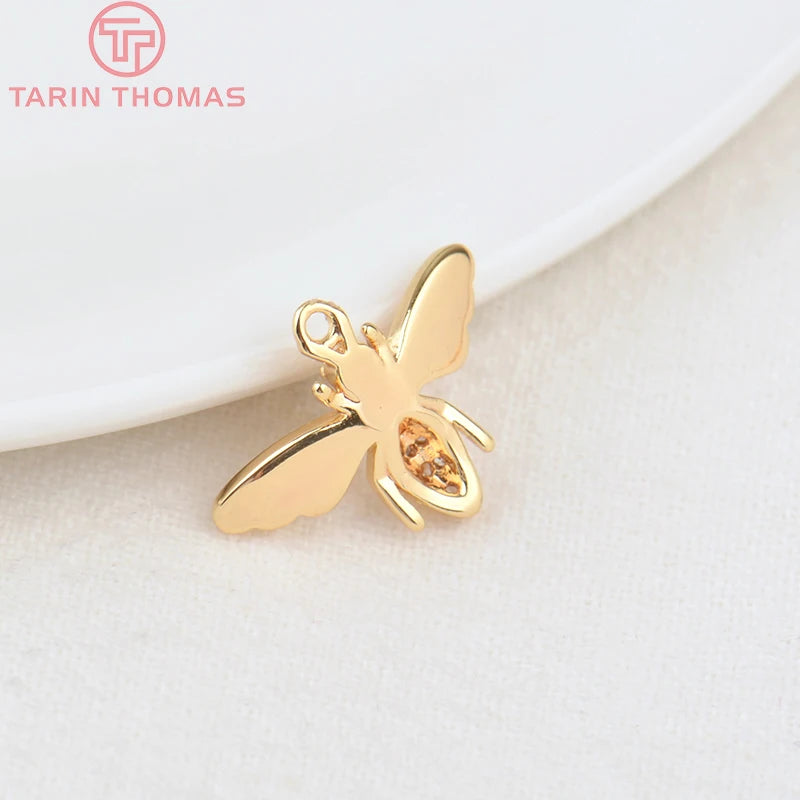 12x16mm Gold Color Brass Bee Charm Pendant for Jewelry Making