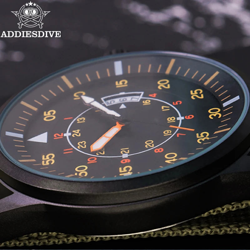 Men's 44mm Quartz Watch Waterproof 50m Large Dial Nylon Strap Analog Timepiece