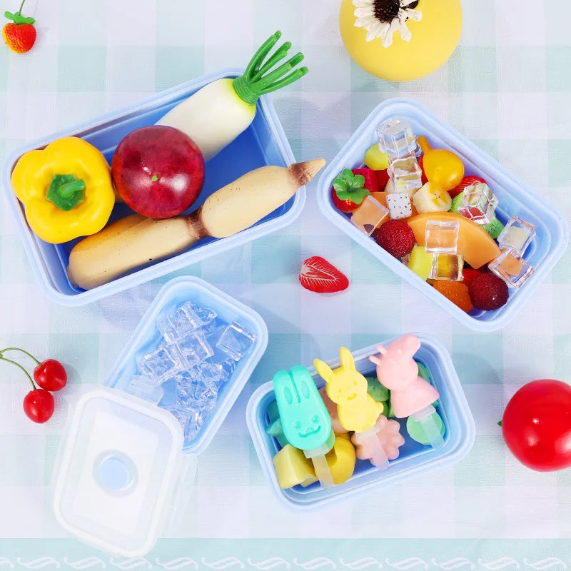 Collapsible Food Storage Containers Set with Lids & Vent - Silicone Meal Prep