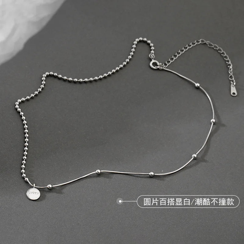 Lucky Beanie Letter Necklace for Women - Silver & Gold Variants, Short Clavicle Chain Jewelry Gift