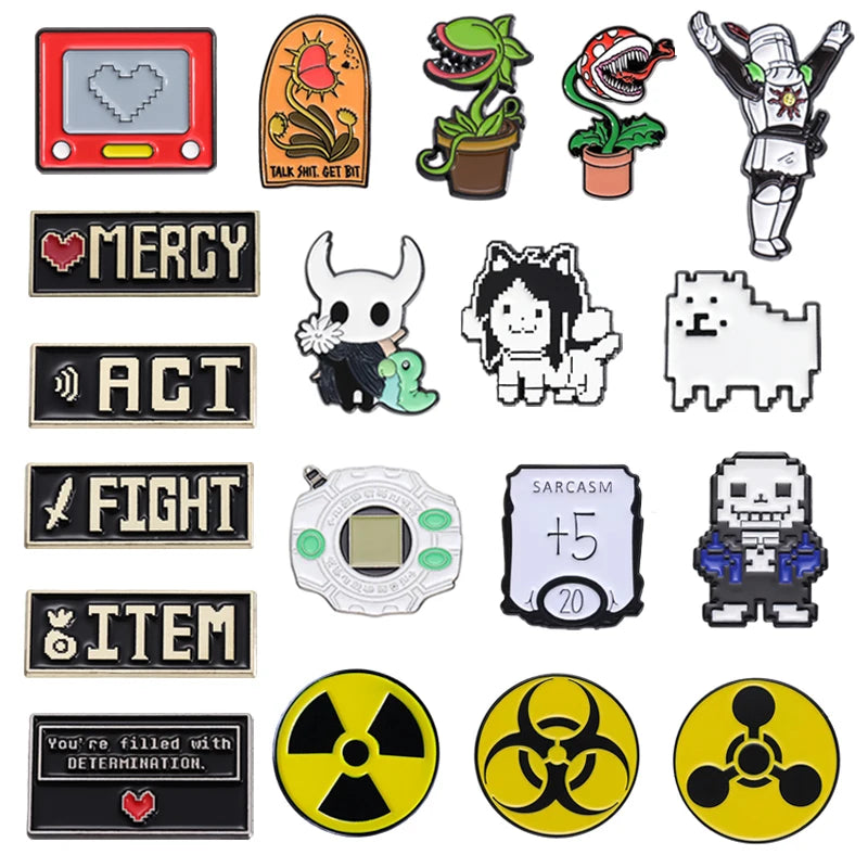 Anime Enamel Pins Set - Heart Mercy Sans Papyrus Game Character Badges for Jewelry & Collectibles