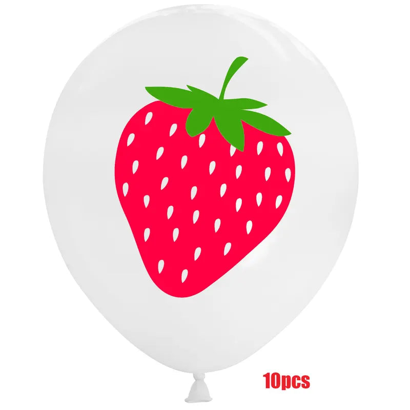 12 Inch Strawberry Themed Latex Balloons for Hawaiian Party Decorations