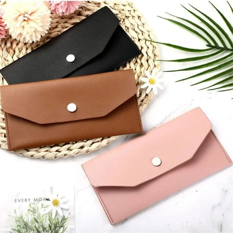 Ultra-Thin PU Leather Cash Envelope Wallet Organizer Card Holder Waterproof for Men Women