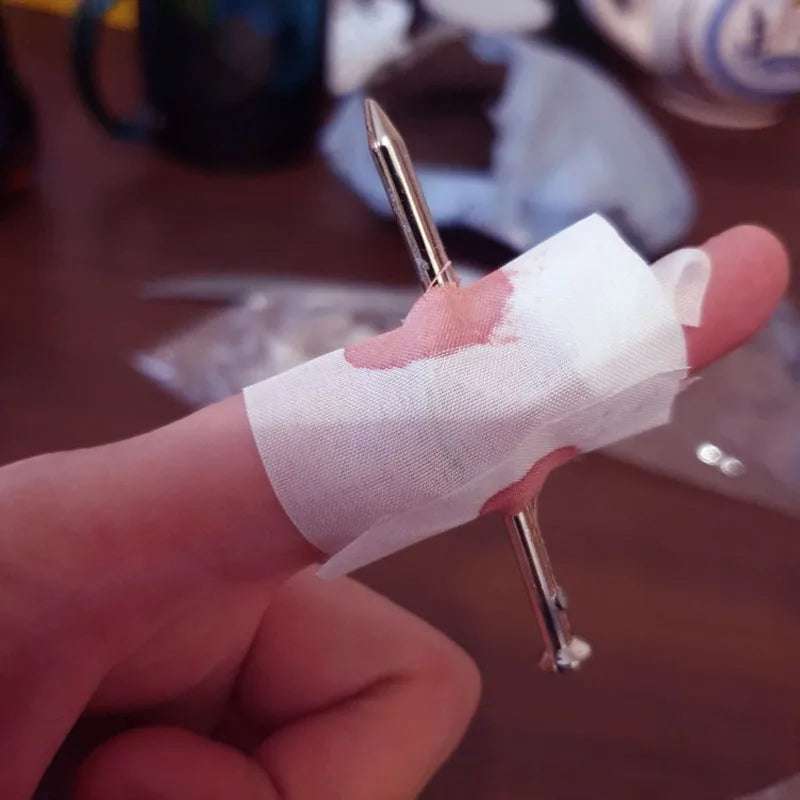 Fake Nail Through Finger Prank Toy Set - Blood Effect Magic Joke Gadgets