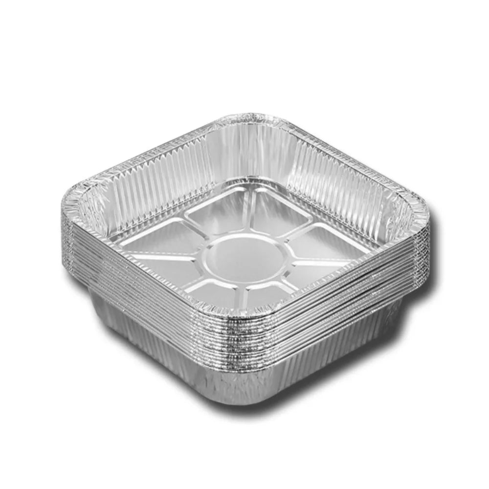 20CM Aluminum Foil Pan for Air Fryer Baking and Grilling - Oil-proof, Non-Stick, Square Food Container