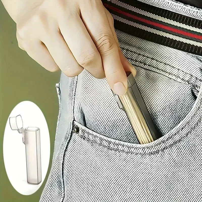 Plastic Portable Toothpick Case - Clear Travel Toothpick Holder for Outdoor and Restaurant Use