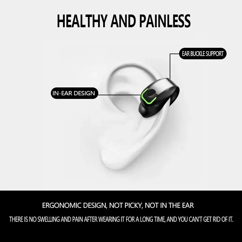 Wireless Bluetooth Earphone Clip-On Mono In-Ear Stereo Bone Conduction Business Headset