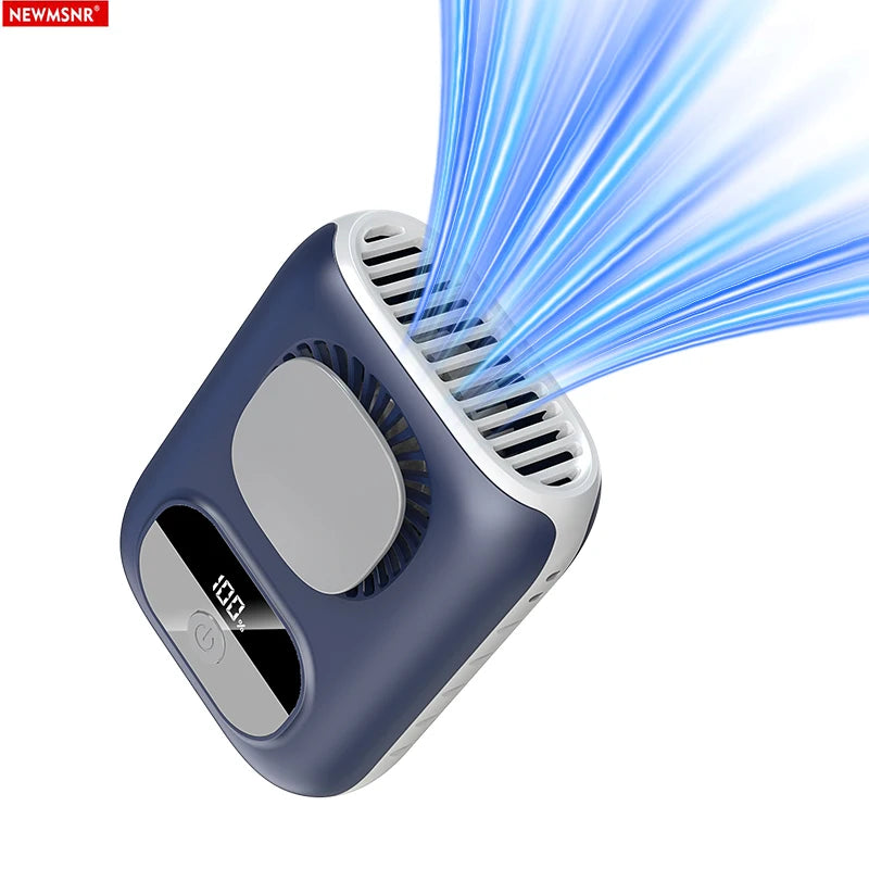 Portable Waist Fan with 6000mAh Battery, 5-Speed Personal Neck Fan with LED Light