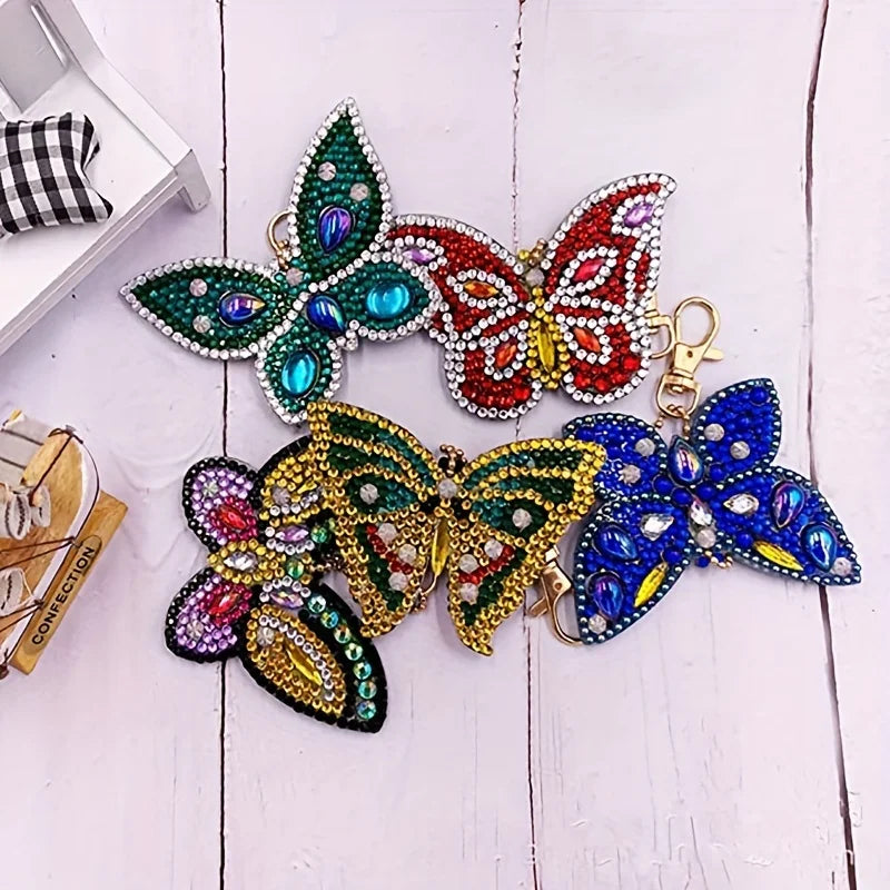 DIY Diamond Painting Butterfly Keychain Kit - 5 Pieces, Christmas & Gift Set