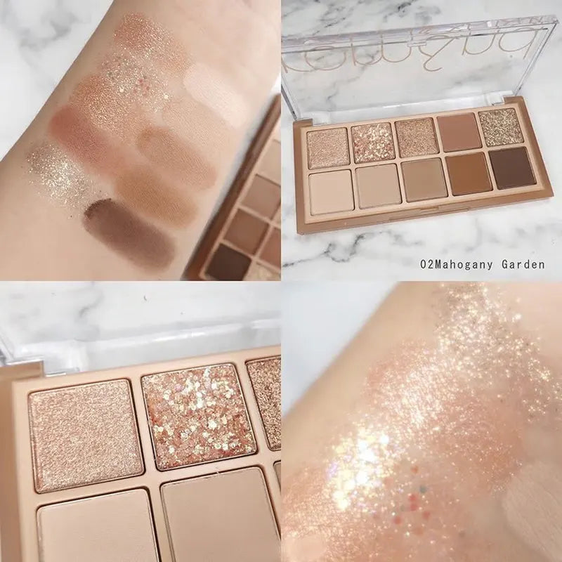 Long-Lasting Eyeshadow Palette with Matte, Shimmer & Glitter Shades - Korean Cosmetic