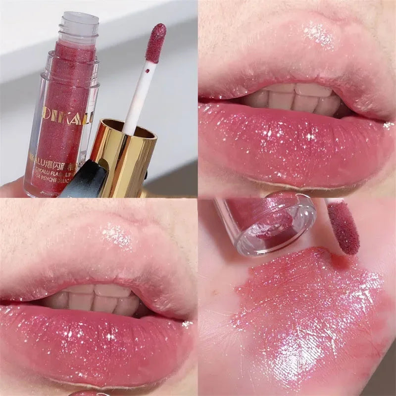 Waterproof Diamond Shimmer Lip Gloss - Sparkling Liquid Lipstick in 5 Colors