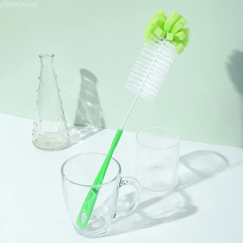 360 Degree Bottle Brush for Narrow Neck Water and Milk Bottles - Flexible Sponge Scrubber