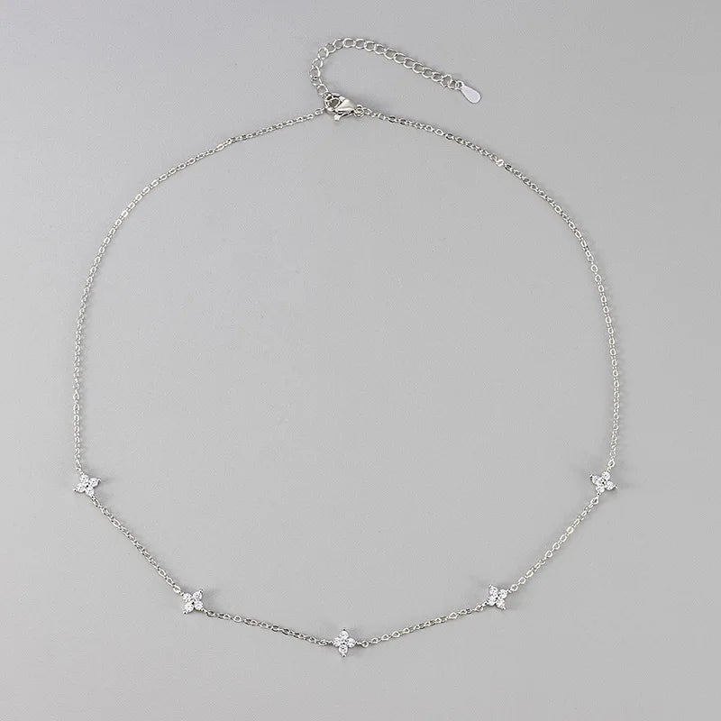 Stainless Steel Zircon Necklaces for Women 18K Gold Plated Collar Chain Jewelry