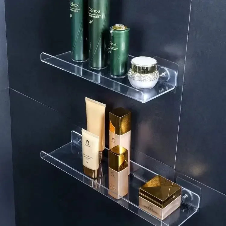 Acrylic Wall Shelf Panel - Perforated Bathroom Kitchen Storage Rack - Thickened & Strong Stickers