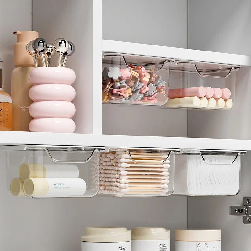 Transparent Drawer Storage Box for Bathroom Mirror Cabinet Organization - 12pcs
