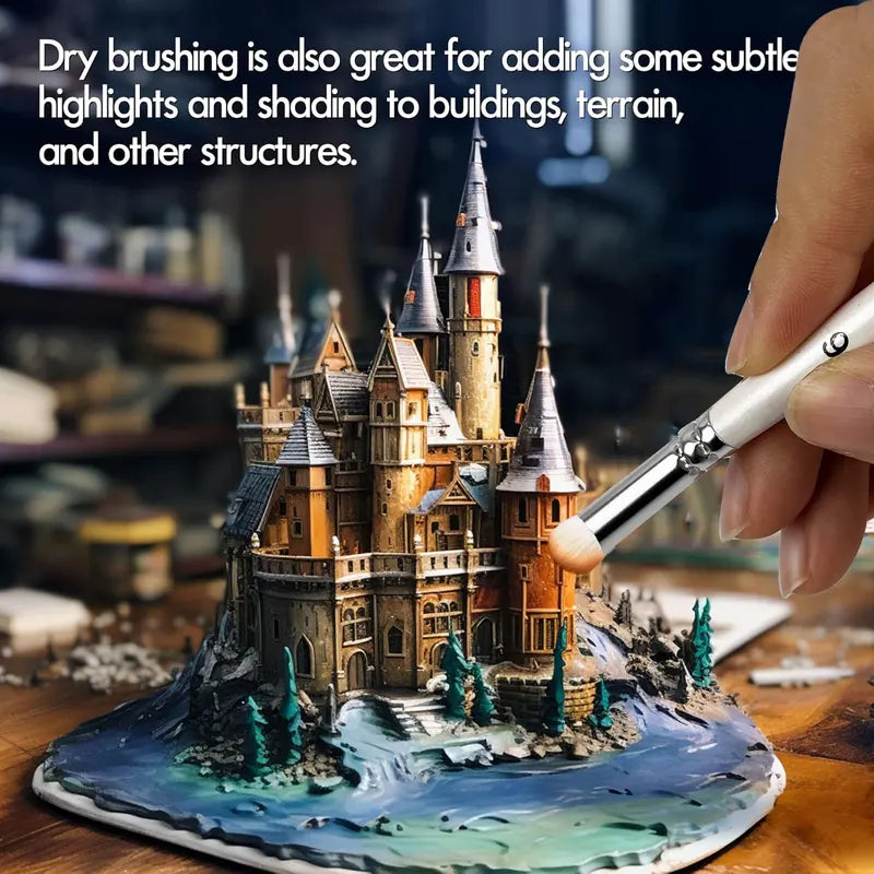 Miniature Painting Dry Brush Set for Acrylic, Oil, Watercolor - Hobby & Professional Use