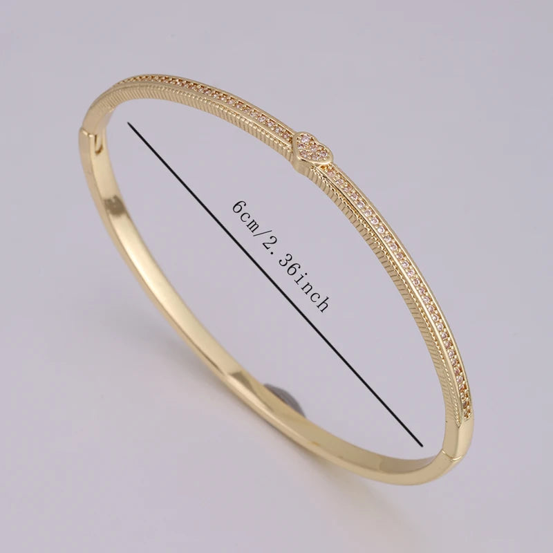 Luxury Heart Zirconia Slim Bracelet for Women - Exquisite CZ Jewelry Gift