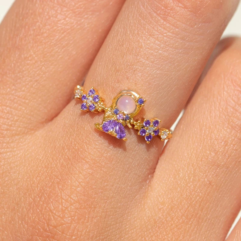 Princess Cubic Zircon Ring for Women Girls Open Design High-Quality Jewelry