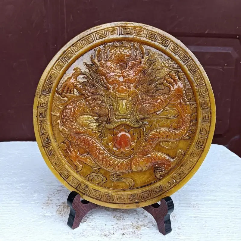 Exquisite Resin Dragon Relief Disc Home Decor Folk Craft Ornament