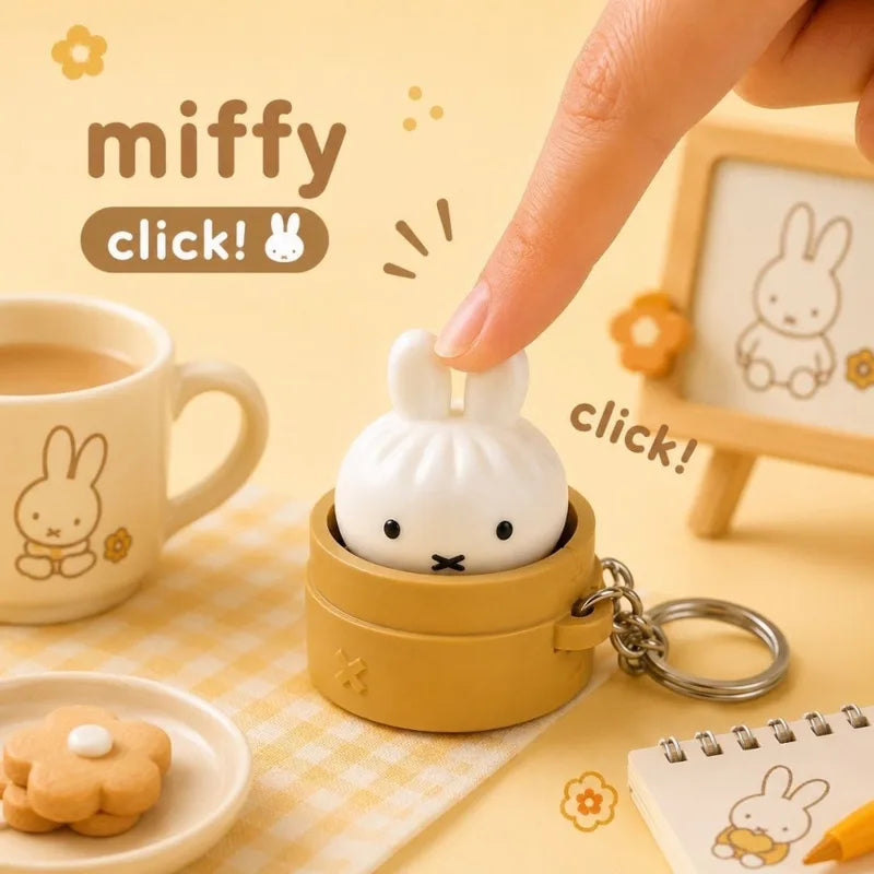Kawaii Miffy Stress-Relief Steamed Bun Keychain Toy - Cute Cartoon Carrying Accessory