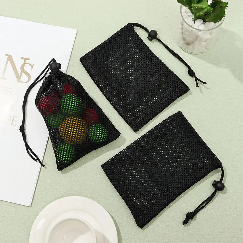 Multi-Purpose Mesh Drawstring Storage Pouch for Travel, Laundry, and Outdoor Activities
