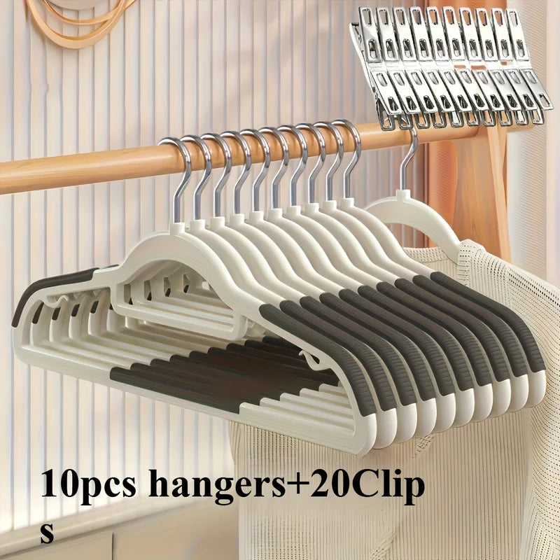 30pcs Heavy Duty Velvet Hangers Set with Clips - Anti Slip Closet Organization