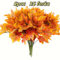 Artificial Autumn Maple Leaves 10Pcs Fall Leaf Stems for Thanksgiving & Halloween Decor