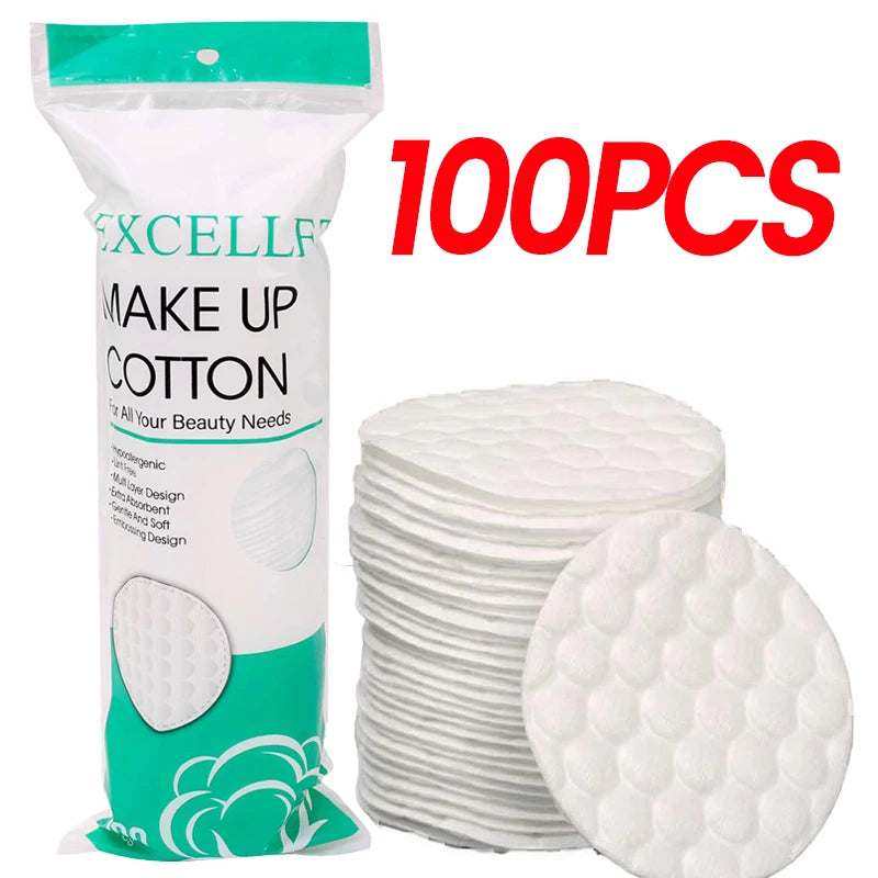 Round Makeup Remover Cotton Pads - 100 Pieces