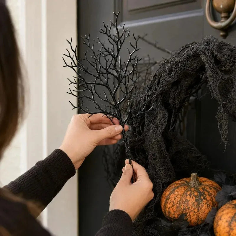 Halloween Artificial Black Branches 26cm Home Decor Fake Plant Stem Pack