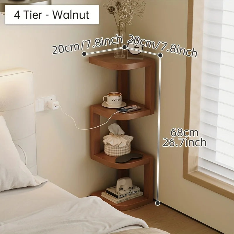 Narrow Corner Bedside Cabinet - Movable Storage Shelf for Small Spaces