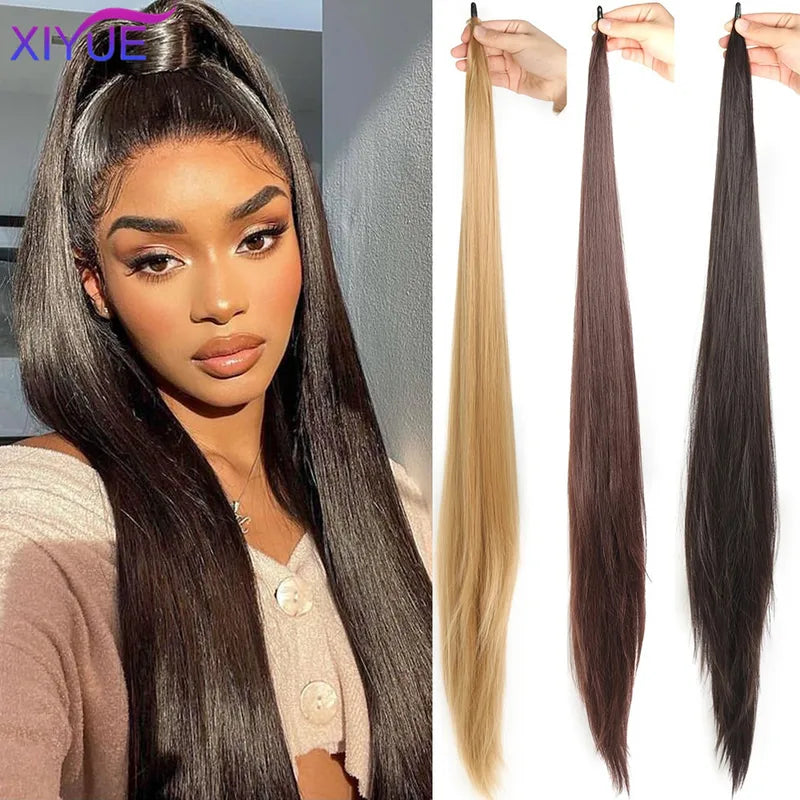 28 Inch Synthetic Ponytail Hair Extension Wavy Curling Hair Wrap for Women & Girls
