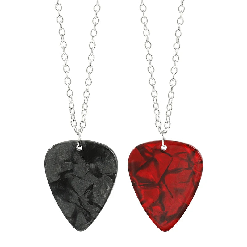Cosplay Heart Guitar Pick Pendant Necklace Choker Halloween Accessory