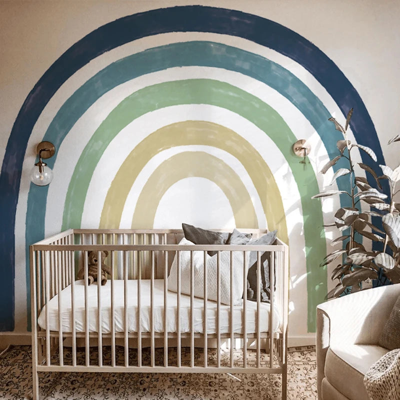 Large Watercolor Rainbow Wall Stickers Wallpaper for Nursery & Living Room