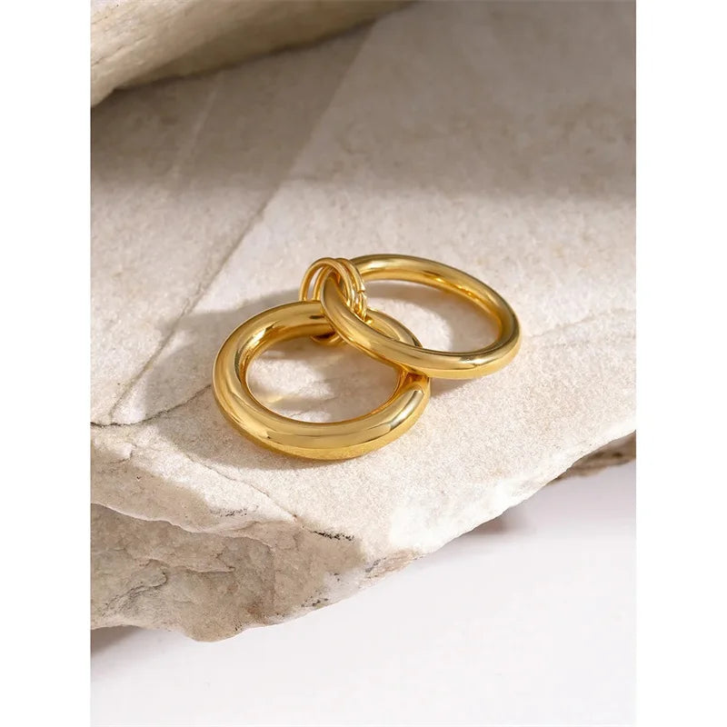 Unique Geometric Stainless Steel Ring for Women - Waterproof Fashion Jewelry