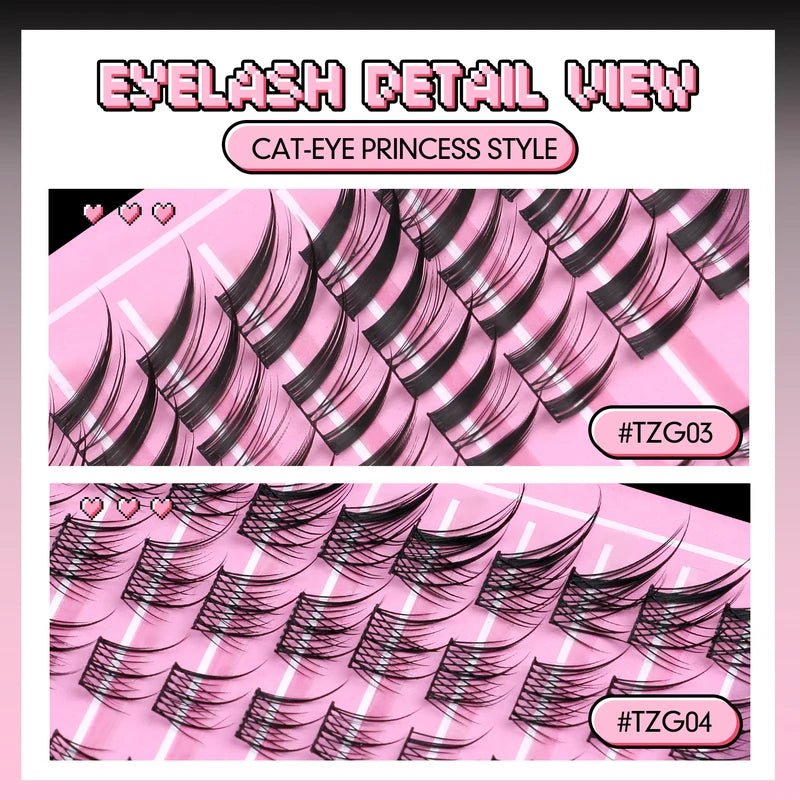 False Eyelash Clusters Kit with Winged End Eye Extensions for DIY Makeup