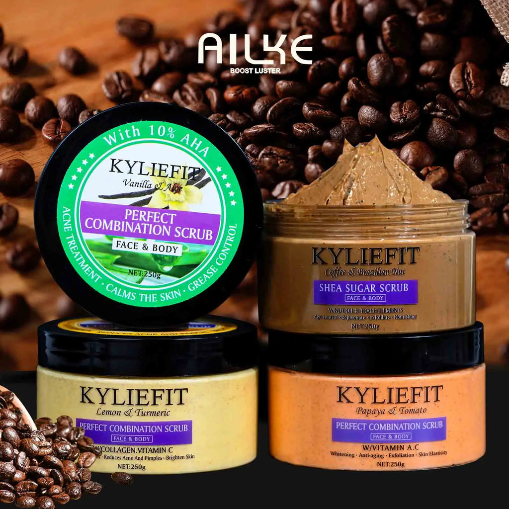 Natural Body & Face Scrub Set - Moisturizing Exfoliating Brightening 250ml