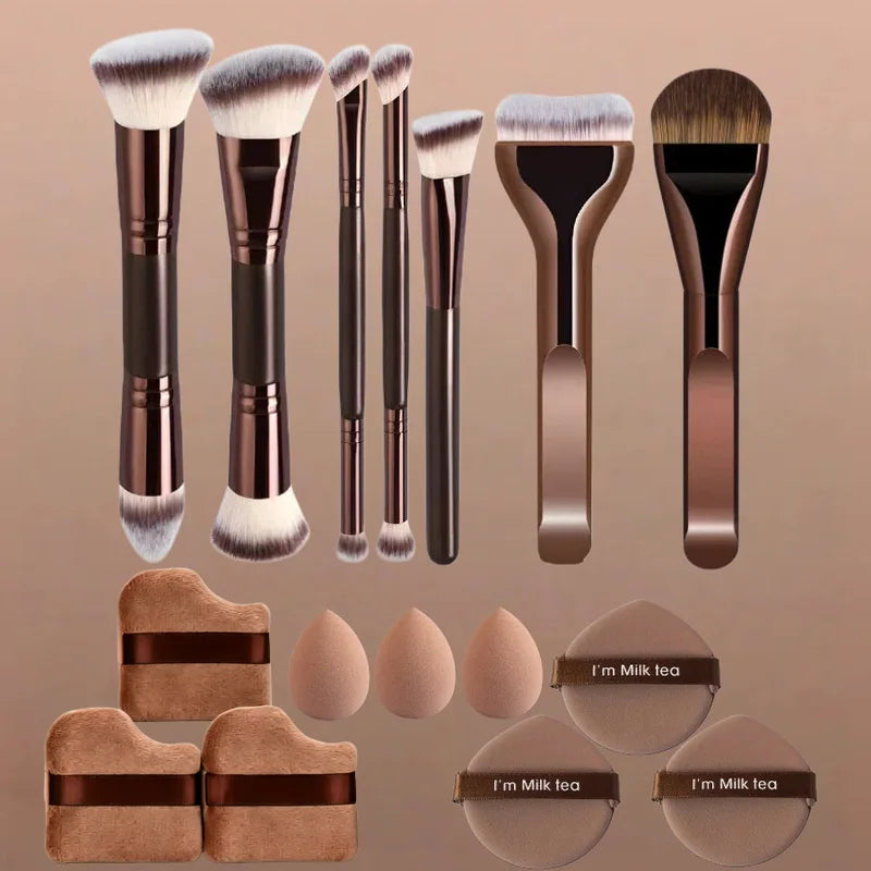 Double-Ended Makeup Brush Set - Powder, Blush & Blending Brushes for Beginners