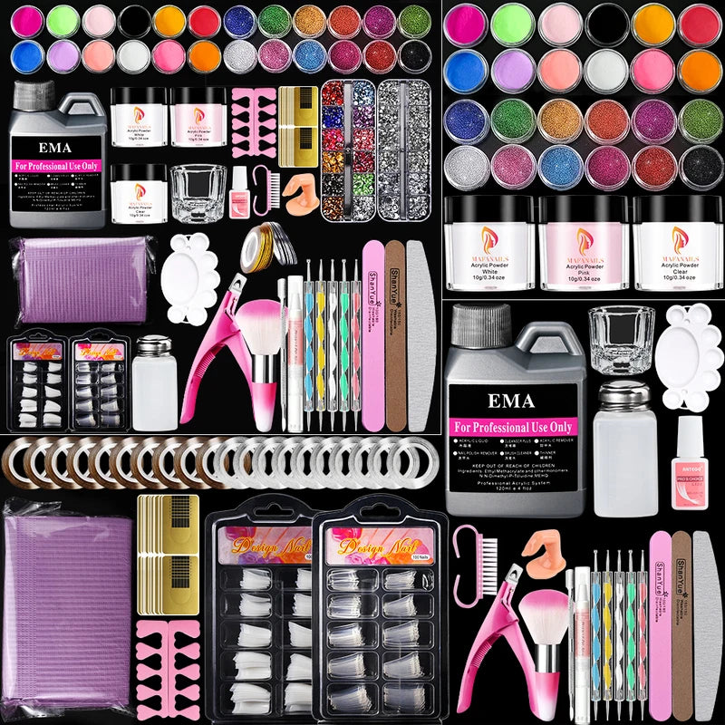 Professional Nail Kit Set with Acrylic Powder & Gel Manicure Tools