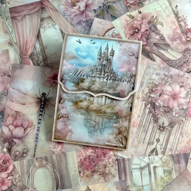 50 Pieces Vintage Scrapbooking Paper Set Handmade Collage Background Craft Material