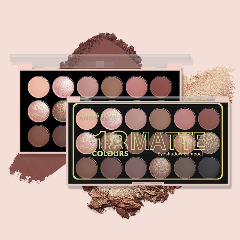 18-Color Earth Tone Eyeshadow Palette - Matte & Shimmer Versatile Makeup