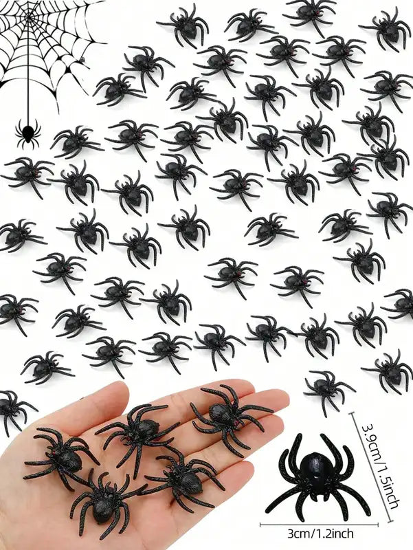 Realistic Plastic Spider Toys Halloween Prank Props - Small Size, Pack of 20/50