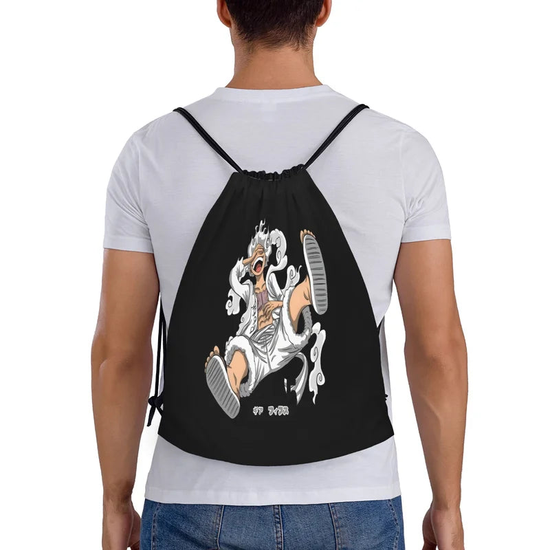 Anime One Piece Drawstring Backpack Waterproof Sports Bag Unisex Storage Bag for Kids and Adults