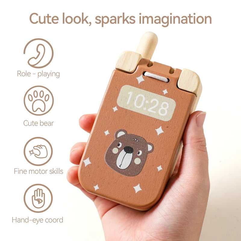 Montessori Baby Toys Flip Cell Phone with Mirror - Educational Touch Toy for Infants