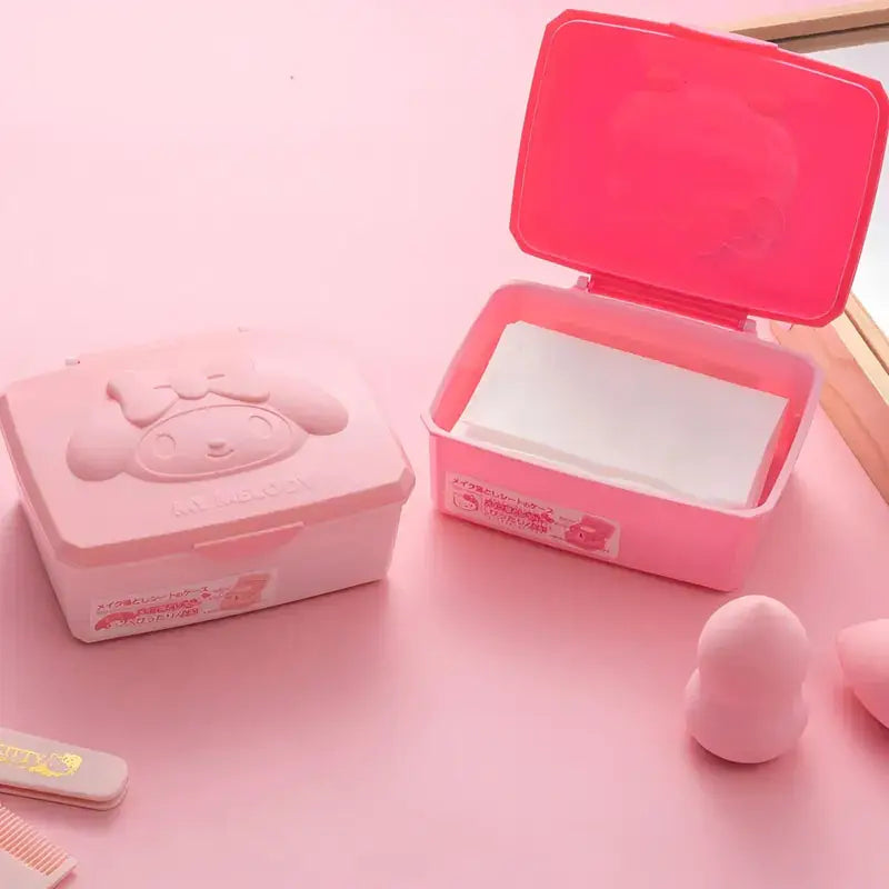Cartoon Cotton Pad Organizer Storage Box for Cosmetics and Stationery