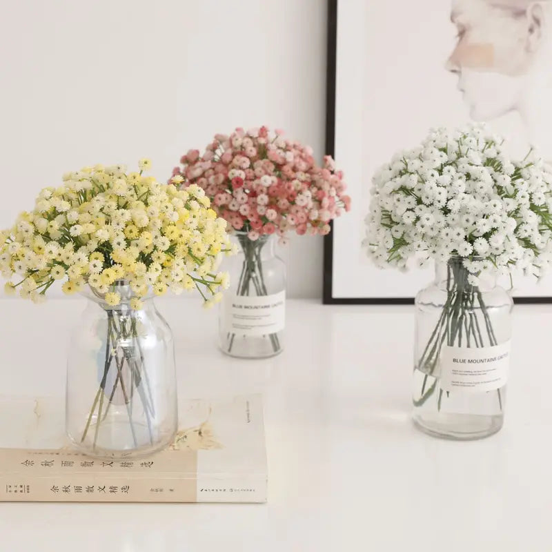 20Pcs Artificial Baby's Breath Latex Flowers for Wedding Bridal Decor Party Home