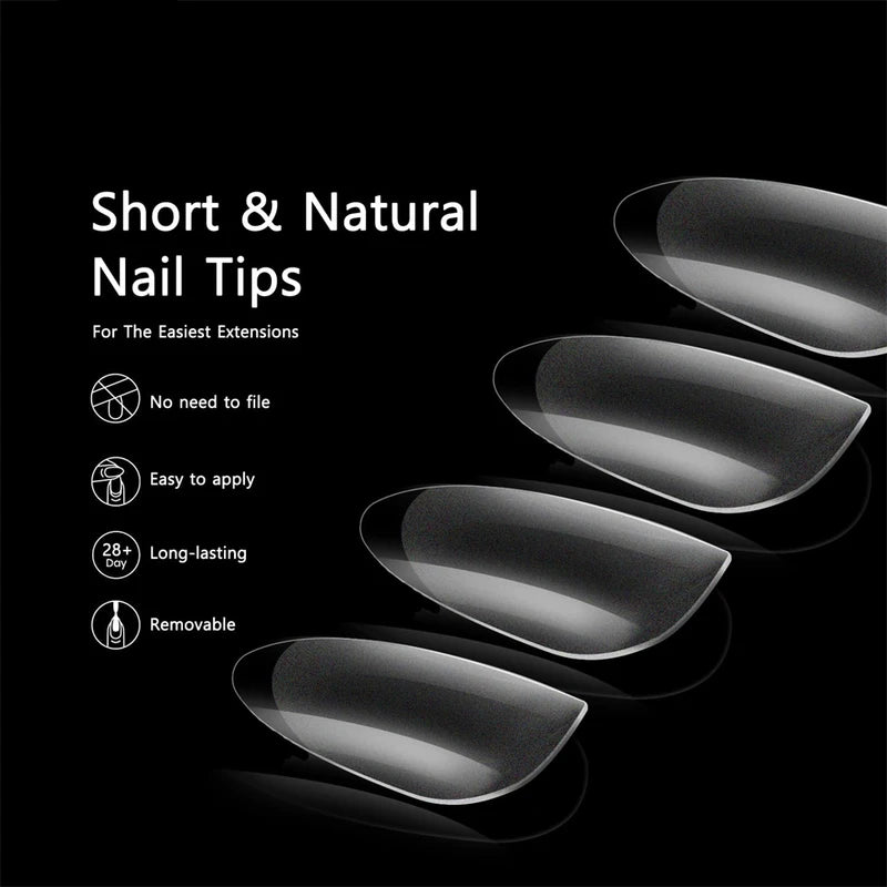 600PCS Full Cover Soft Gel Nail Tips Set - Extra Short Almond & Square Styles