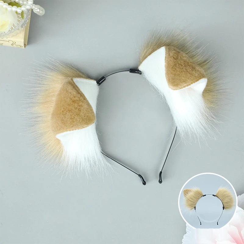 Halloween Dog Ear Tail Set - Plush Animal Cosplay Accessories for Pet Costume