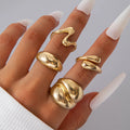 Trendy Geometric Circle Opening Joint Rings Set for Men & Women - Alloy Jewelry