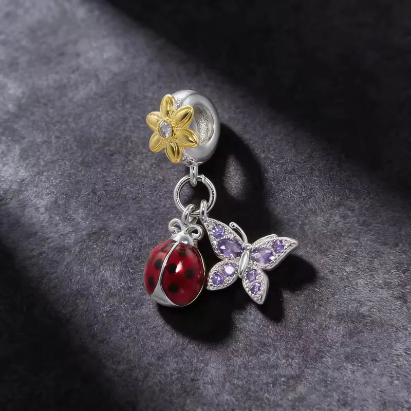 Animal Butterfly Flower Heart Ladybug Water Drop Enamel Pendant for DIY Jewelry